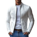 Herren Stylische Kunstlederjacke mit strukturierter Oberfläche R&B