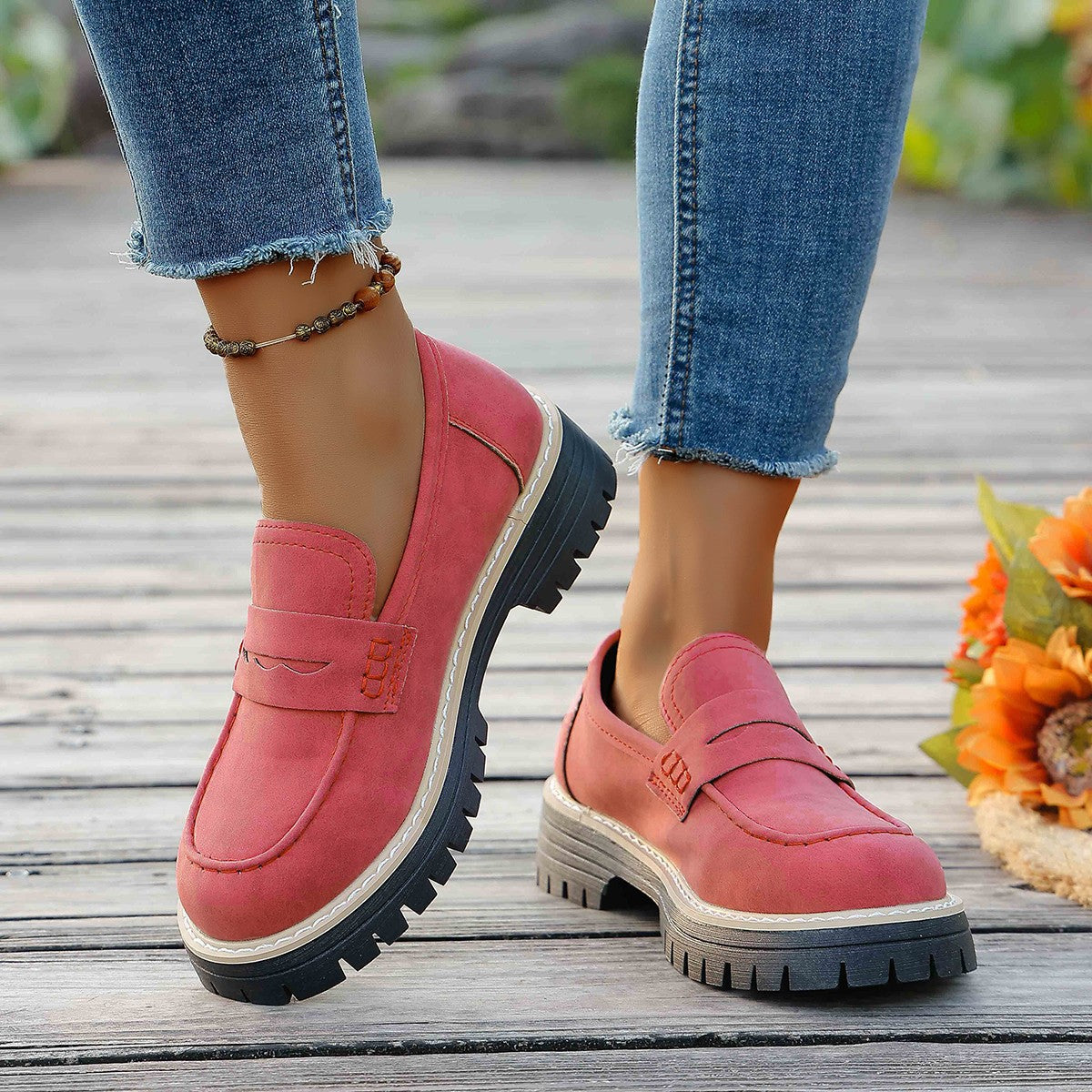 Damen Mokassins mit rutschfester Sohle und modischem Design R&B