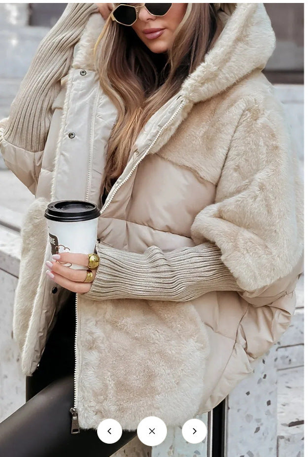 Damen Fleece-Wendejacke mit voluminösem Schnitt und hohem Kragen R&B