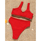 Damen Triangel-Bikini mit modernem Farbblock-Design R&B