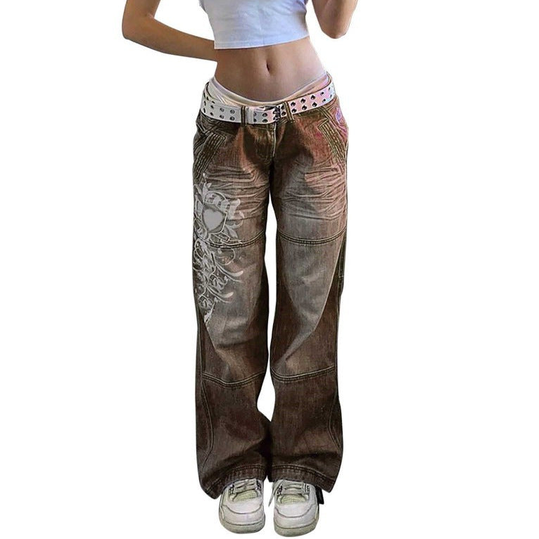 Damen weite Jeans mit einzigartigem grafischen Design R&B