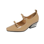 Damen elegante Ballerinas mit modischen Schleifen und glitzerndem Absatz