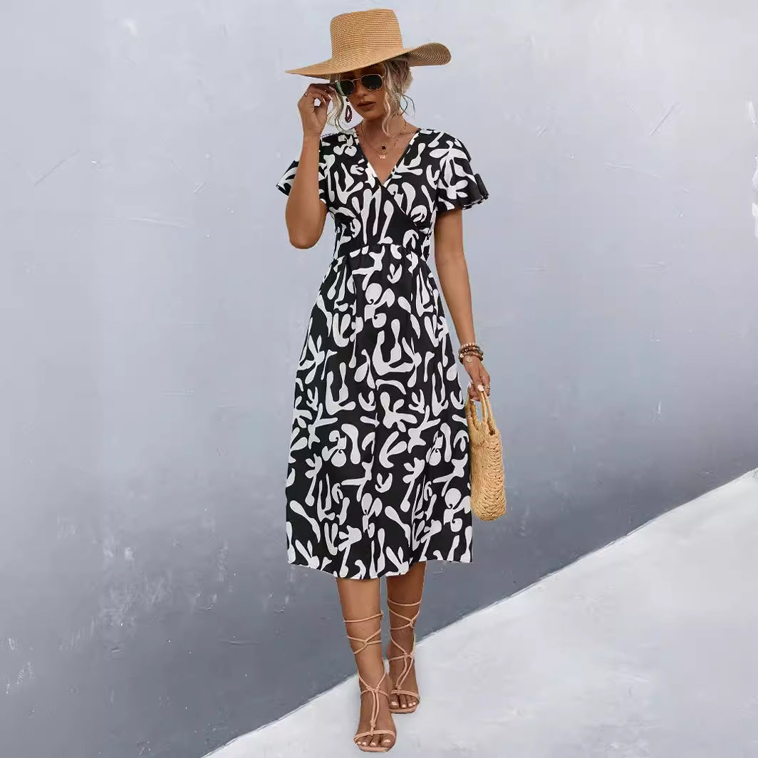 Damen Wickelkleid mit floralem Muster und eleganter Raffung R&B