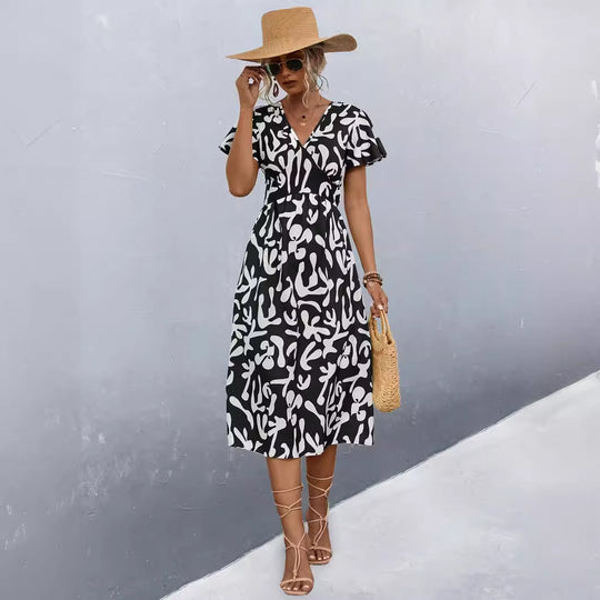 Damen Wickelkleid mit floralem Muster und eleganter Raffung R&B