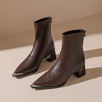 Damen elegante Stiefeletten mit spitz zulaufendem Design und blockiertem Absatz R&B