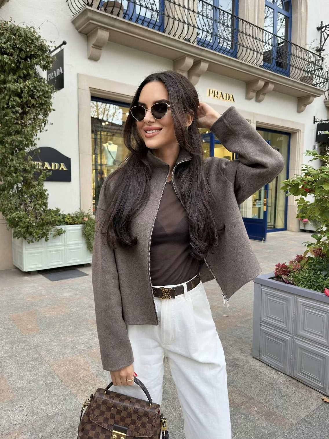 Damen zeitgenössische Übergangsjacke mit hochwertigem Stehkragen und durchgehendem Reißverschluss R&B