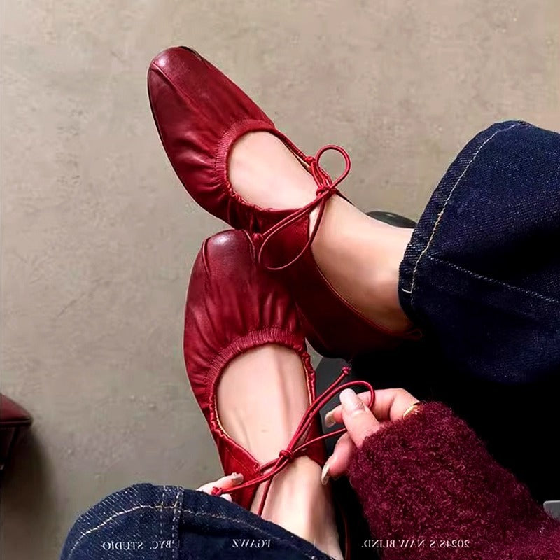 Damen Ballerina-Schuhe mit elastischem Riemen und verspieltem Schleifendetail