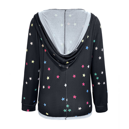 Damen Kapuzensweater mit farbenfrohem Sternemuster R&B