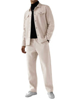 Herren nan zweiteiliges Overshirt- und Relaxhose-Set aus weichem Baumwollfrottee mit Druckknopfleiste und Tunnelzug R&B
