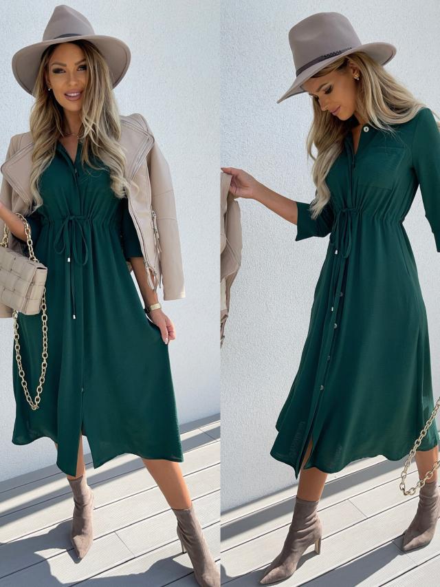 Damen Hemdblusenkleid mit taillierbarem Gürtel R&B