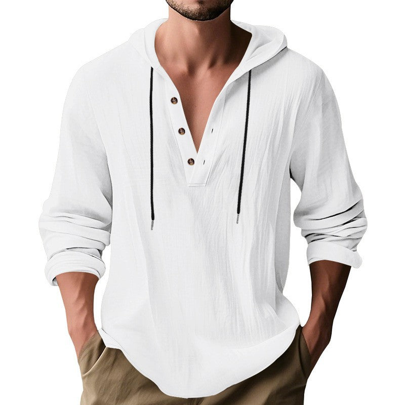 Herren lässiges Langarm-Hoodie mit modischem Knopfdesign und atmungsaktivem Stoff R&B