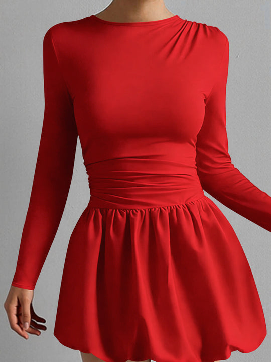 Damen Figurumspielendes Kleid mit langen Ärmeln und gerafftem Saum R&B
