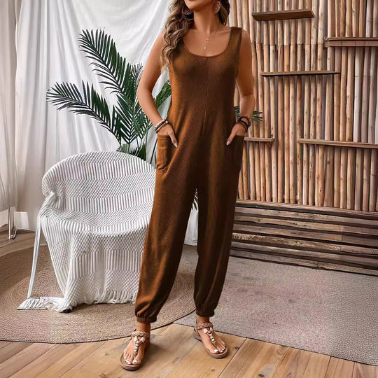 Damen Overall mit Taschen und weitem Bein R&B