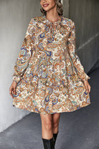 Damen Hemdblusenkleid mit verspieltem Paisleymuster und elastischem Bund R&B