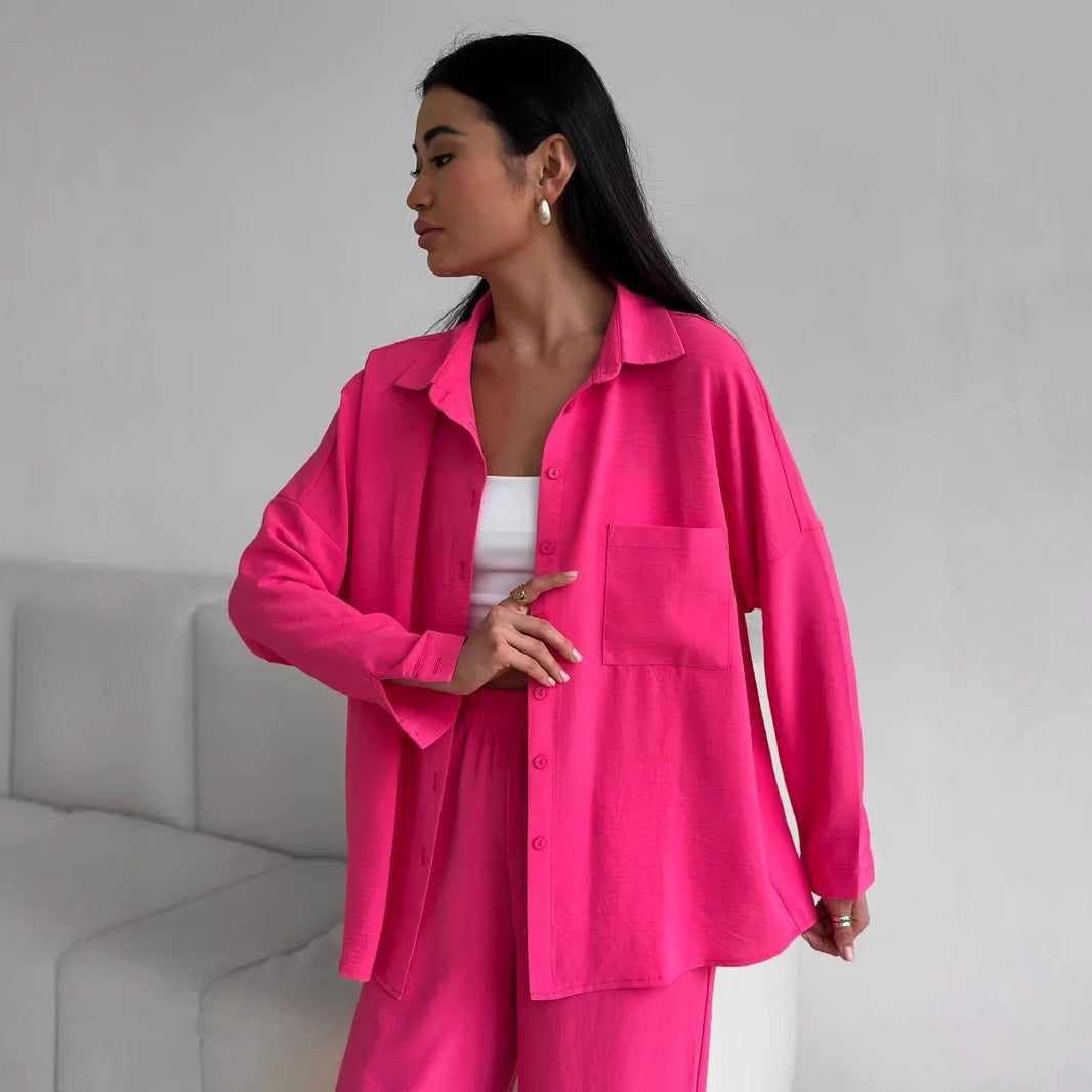 Damen lässige Bluse im Oversized-Stil mit Taschen R&B