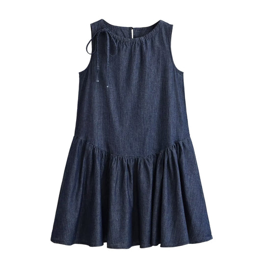 Damen Sommerkleid mit voluminösem Rocksaum und raffiniertem Schnürdetail R&B