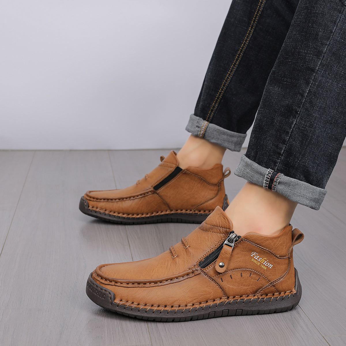 Herren Bequeme Leder Slipper R&B