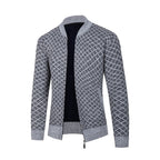 Herren Strickjacke mit modernem Rautenmuster und Reißverschluss R&B