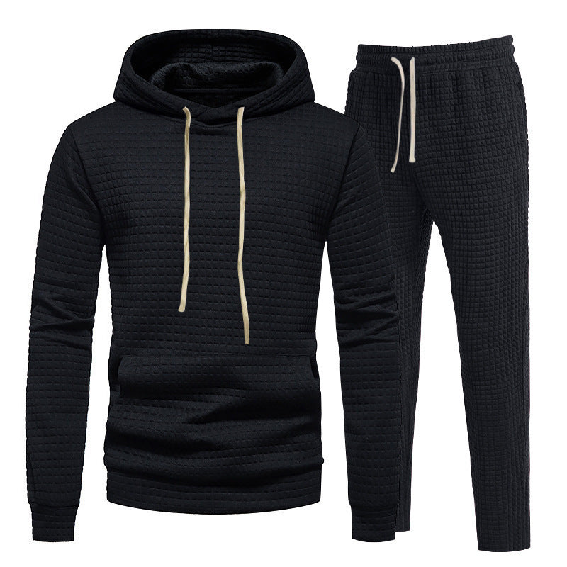Herren Sportliches Hoodie-Set mit modischem Strukturdesign und elastischen Bündchen R&B
