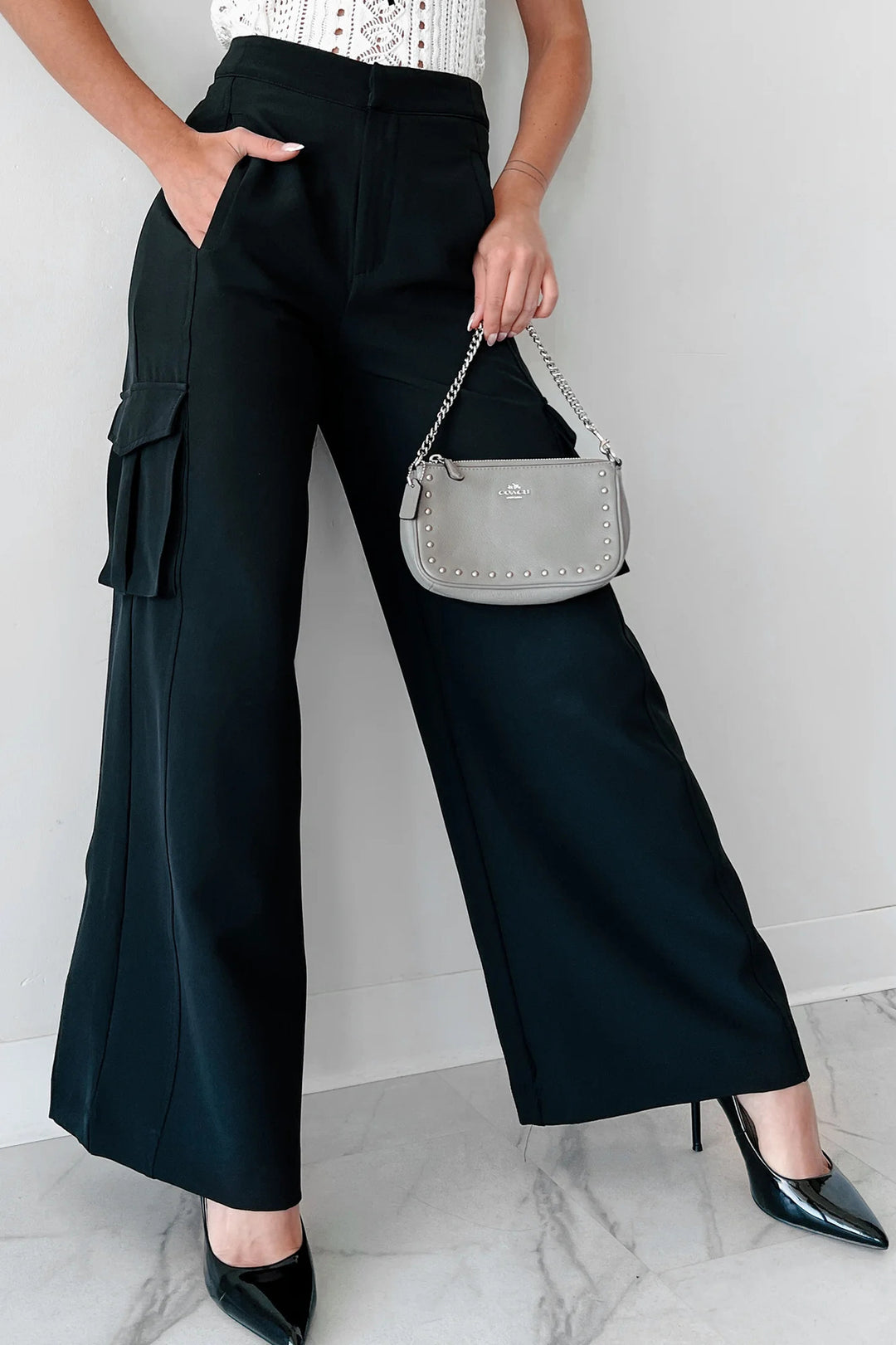 Damen Elegante High-Waist Cargohose mit lässigen Seitentaschen R&B