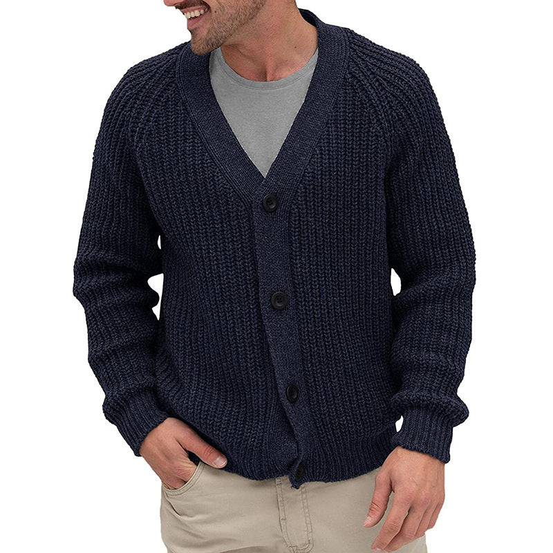 Herren modische Strickjacke mit tiefem V-Ausschnitt und strukturierter Oberfläche R&B