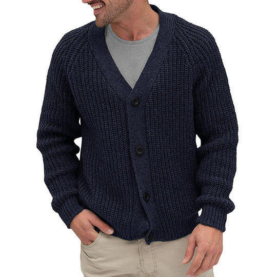 Herren modische Strickjacke mit tiefem V-Ausschnitt und strukturierter Oberfläche R&B