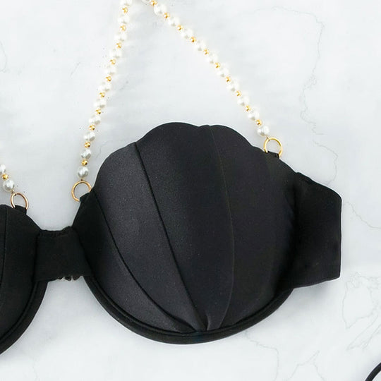 Damen Bikinioberteil mit muschelförmigem Design und Perlenschnürung R&B