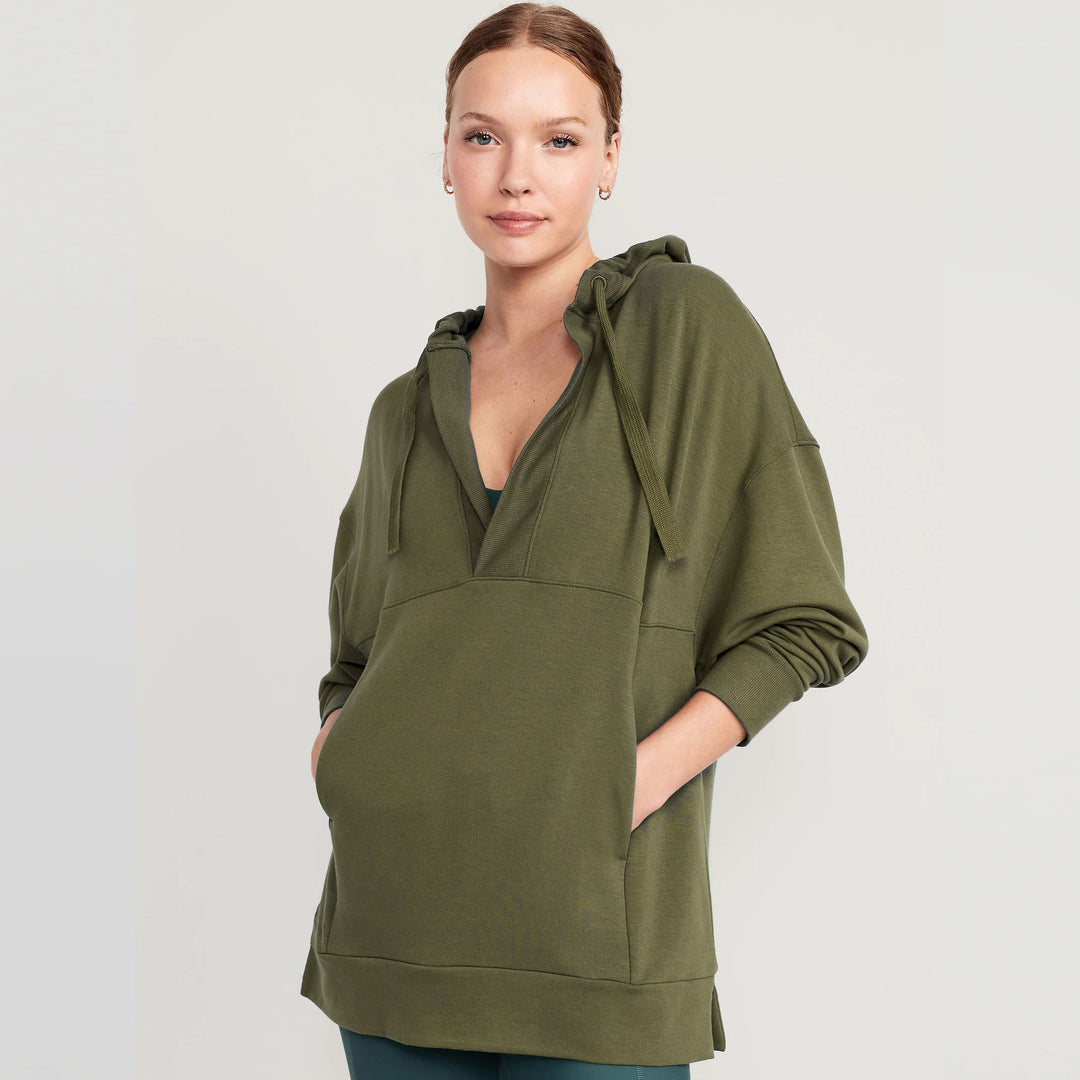 Damen Lässiger Kapuzenpullover mit asymmetrischem Schnitt und praktischen Taschen R&B