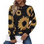 Damen kuscheliger Pullover mit Sonnenblumenmotiv