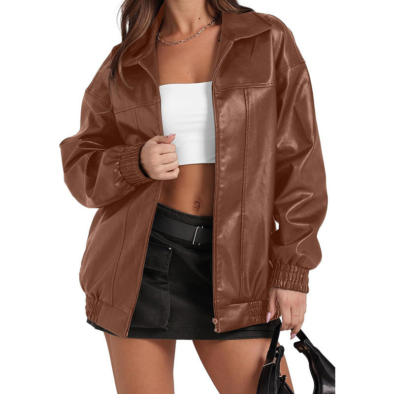 Damen Lässige Oversized-Jacke mit elastischen Bündchen und praktischen Taschen R&B
