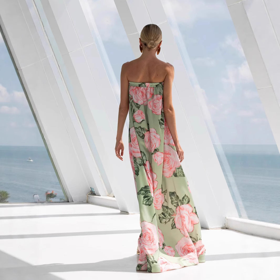 Damen Elegantes Maxikleid mit floralem Design und elastischem Oberteil R&B