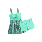 Damen Tankini mit floralem Rock und gepolstertem Oberteil
