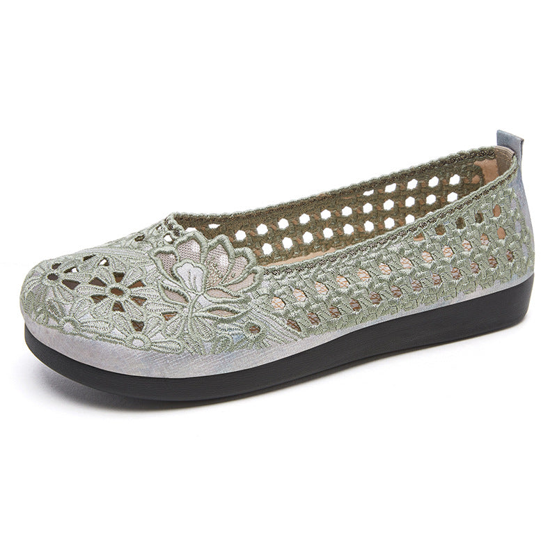 Damen Ballerinas mit floralem Stickdesign und rutschfester Sohle R&B