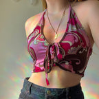 Damen trägerloses Crop-Top mit dekorativem Knoten R&B