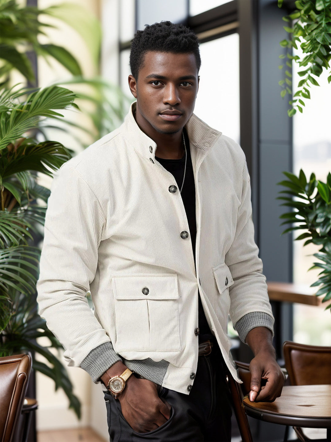 Herren moderne Cordjacke mit praktischen Taschen R&B