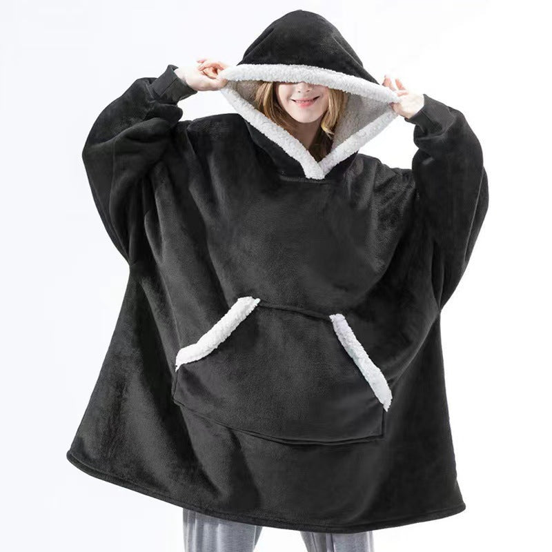 Damen Gemütlicher Hoodie-Poncho mit weichem Futter und praktischen Taschen R&B