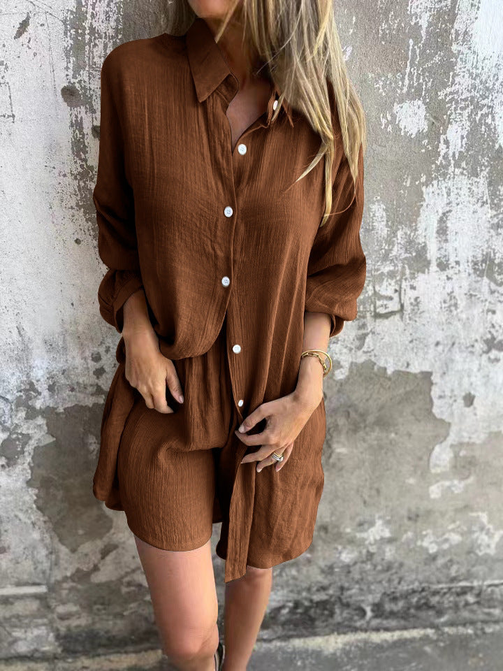 Damen Langärmlige Hemdbluse im Oversize-Stil mit Knopfleiste R&B