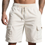 Herren nan Cord-Cargo-Shorts mit elastischem Tunnelzugbund, aufgesetzten Cargotaschen und weichem Baumwollmix R&B