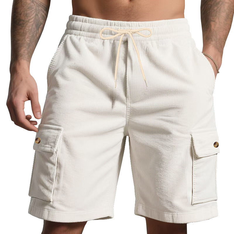 Herren nan Cord-Cargo-Shorts mit elastischem Tunnelzugbund, aufgesetzten Cargotaschen und weichem Baumwollmix R&B
