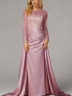 Damen Abendkleid mit funkelndem Paillettenoberteil und elegantem Satinrock EB