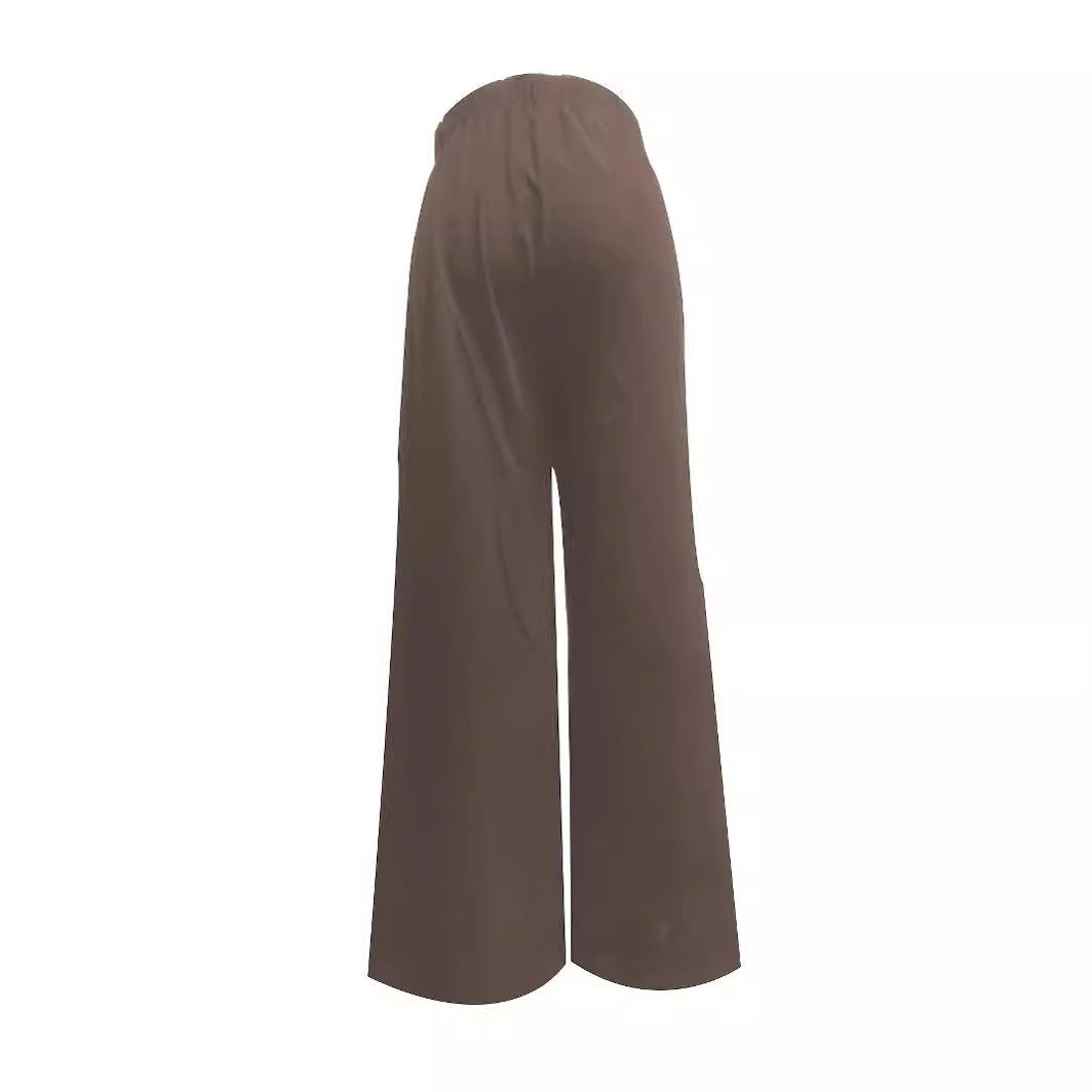 Damen Weite Sommertuchhose mit elastischem Bund und Bindegürtel R&B