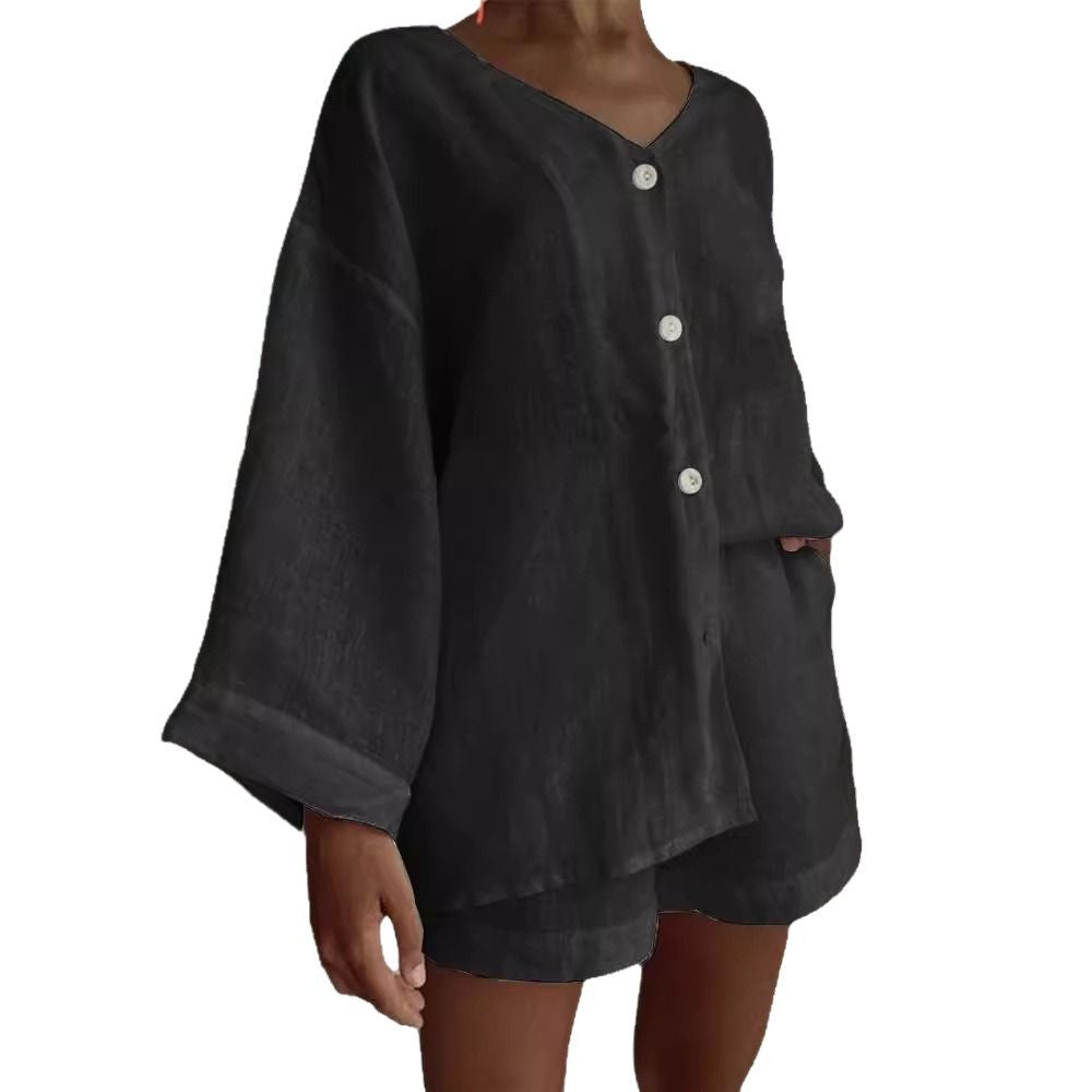 Damen lässiges Set mit weit geschnittenem Oberteil und Shorts