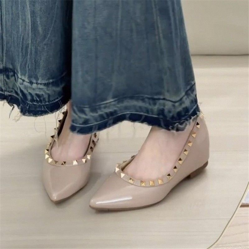 Damen spitze Ballerinas mit goldenen Nieten R&B