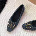 Damen modische Ballerinas aus filzartigem Material mit elegantem Schmuckdetail R&B