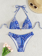 Damen Triangel-Bikini mit einzigartigem Mosaik-Muster und verstellbaren BindR&Bändern R&B