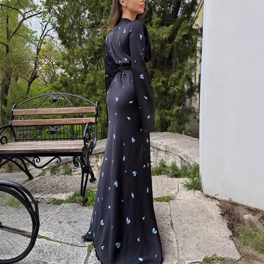 Damen Langärmeliges Maxikleid mit floralen Mustern und femininer Silhouette R&B