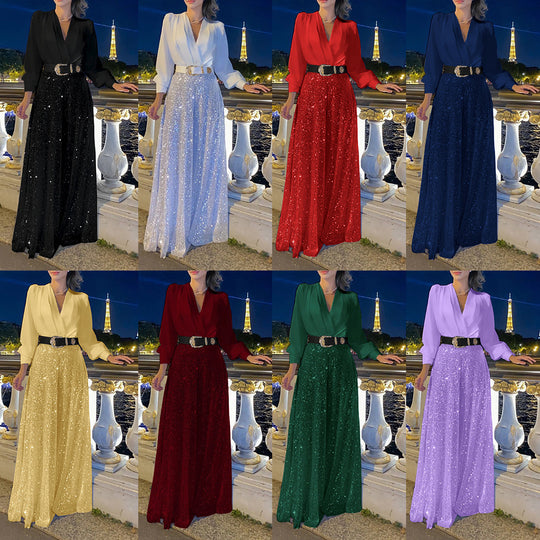 Damen Funkelndes Abendkleid mit elegantem Oberteil und glitzerndem Rock R&B