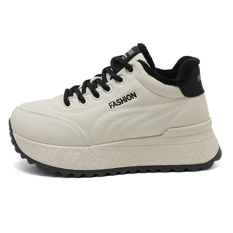 Damen sportliche Plateau Sneakers mit kuscheligem Innenfutter und rutschfester Laufsohle R&B