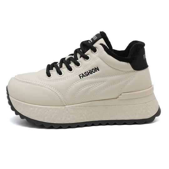Damen sportliche Plateau Sneakers mit kuscheligem Innenfutter und rutschfester Laufsohle R&B