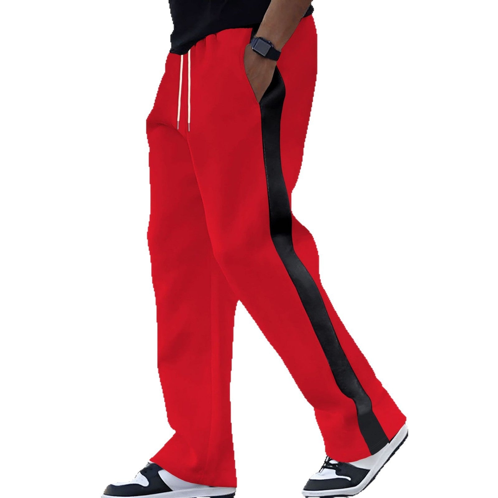Herren trendige Sporthose mit elastischem Bund und seitlichen Kontraststreifen R&B
